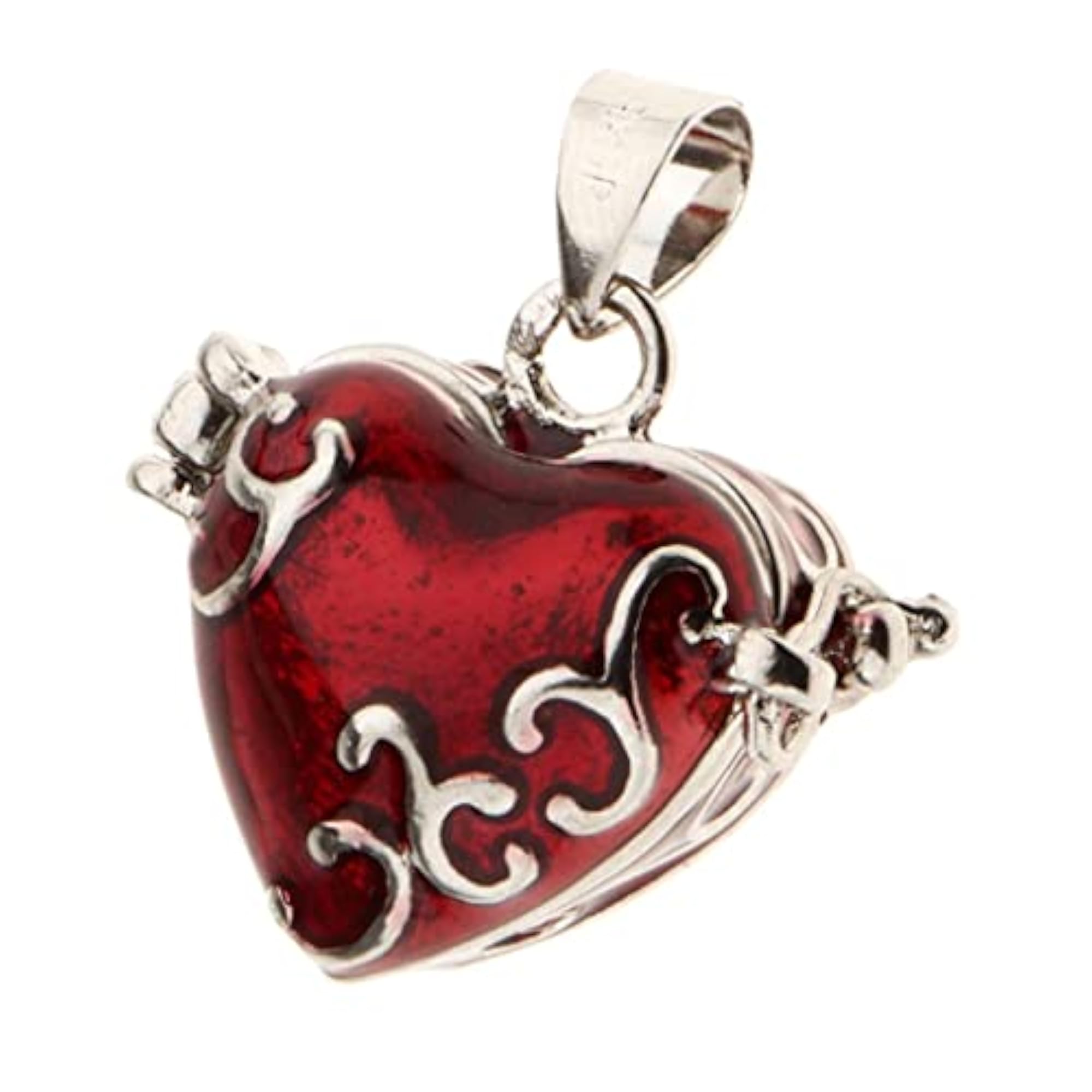 Heart Enamel Openable Cremation Keepsake Pendant, Red