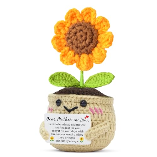 HULALA Mother In Law Gifts For Mothers Day Birthday Christmas Handmade Crochet Sunflower Keepsake Decoration Ornament Presents
