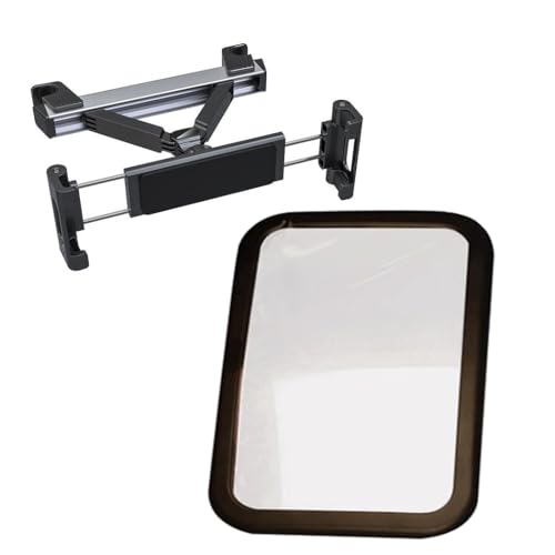 Image of Baby car mirror,2 in 1 Multifunctional design,Safety infant Car Seat Mirror,Wide view shatterproof mirror,Angle-adjustable tablet holder fits 5.9-10.5 inch Devices
