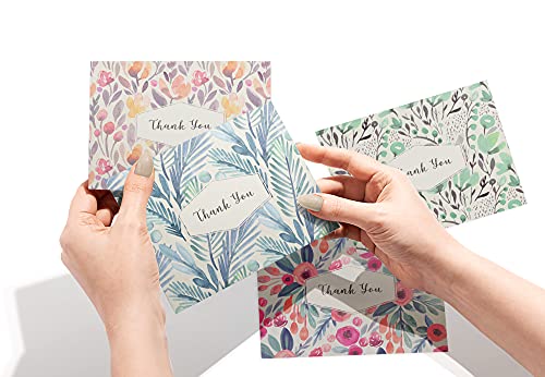 Image of Twigs Paper Watercolor Flowers Thank You Cards, 12 Blank Note Cards