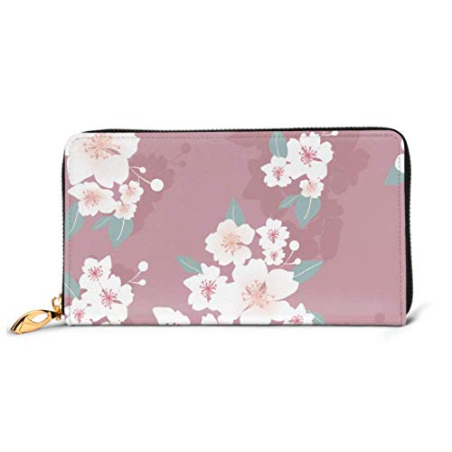 Preisvergleich Produktbild JHGFG Mode Handtasche Reißverschluss Brieftasche Blumenmuster Sakura Telefon Kupplung Geldbörse Abendkupplung Blockieren Leder Brieftasche Multi Card Organizer