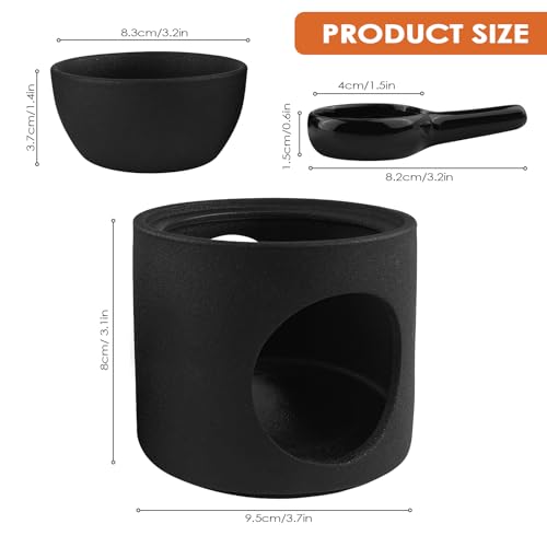 Miniatura 2 de Dalephoric Quemador De Aceite, Quemador Aceites Esenciales De Cerámica, Quemadores De Cera Con Cuchara De Velas, Calentador De Fragancia, Para Aromaterapia, Decoración Del Hogar, Negro