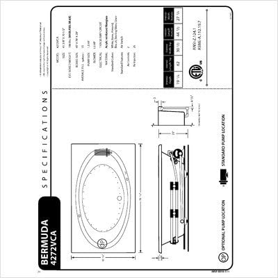 Bermuda 42 x 72 x 23" Rectangular Air Jetted Bathtub Color/Trim/Tile Flange/Front Skirt/Drain/Pump: Biscuit / Pol. Chrome / No / Yes / Left / Right