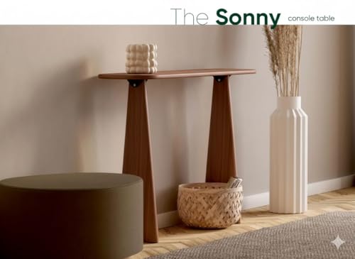 Image of Furniture Modern Solid Wood Console Table with Rounded Edges, Natural Finish, Minimalist Scandinavian Style Entryway Furniture Set for (Style 2, Natural, 115x30x70)