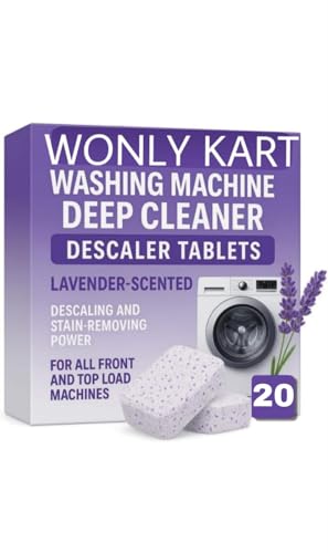 Image of Lavender-scented 20 Pcs Washing Machine Deep Cleaner Descaler Tablets for All Front and Top Load Machines, with Descaling and Stain-Removing Power (pack of 20)
