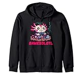 gamesolotl kawaii axolotl carino anime gamer ragazzi ragazze felpa con cappuccio