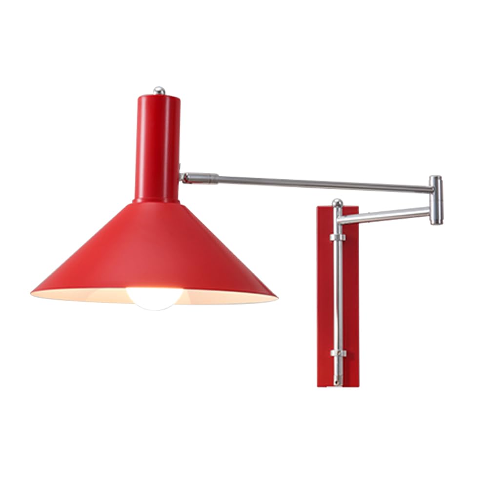STUIJKVSZ Bauhaus Sconces Swing Arm Wall Sconce Chrome Industrial Lamp Adjustable Beside Reading Light Flexible Vintage Metal Lighting Fixture for Bedroom Living Room, E27/Wit