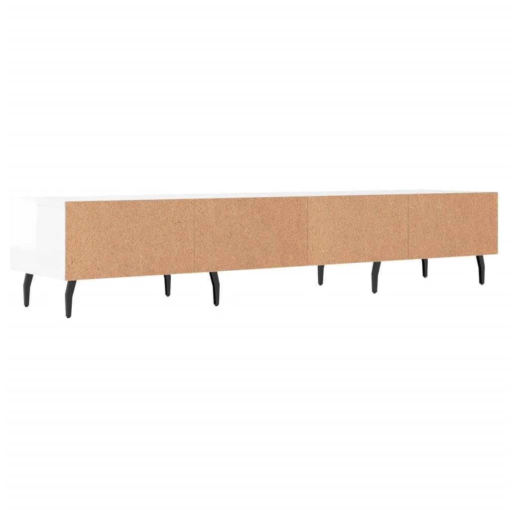 TV-Schrank Hochglanz-Weiß 150x36x30 cm, Robuster Holzwerkstoff, Modernes Media Center mit 3 Schubladen, Eisenbeine, für Wohnzimmer, Schlafzimmer