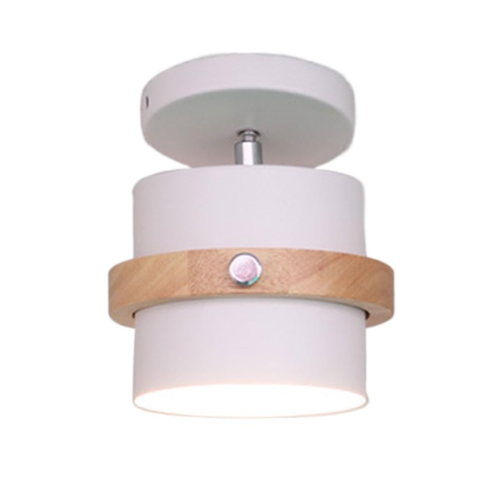 Półwpuszczana lampa sufitowa w stylu retro E26, zielona, do wnętrz Obrotowa i modna lampa sufitowa do przedpokoju, nordycka okrągła oprawa oświetleniowa z drewnianą dekoracją do salonu