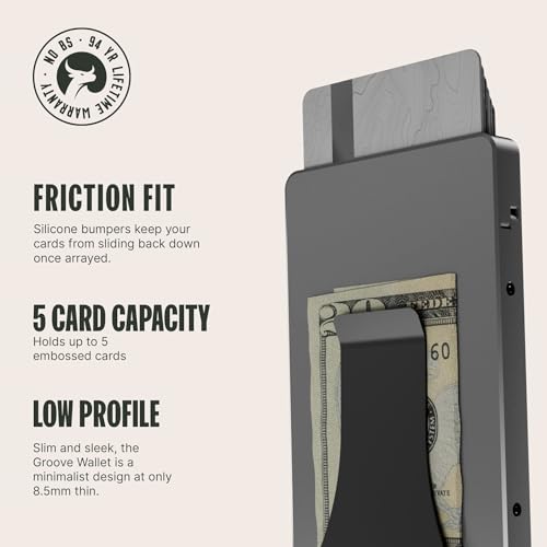Groove Life Magnetic Thumb Swipe Wallet Gun Metal with Money Clip - Minimalist Wallet for Men, Low Profile Aluminum Credit Card Holder with RFID Blocking, Lifetime Coverage3