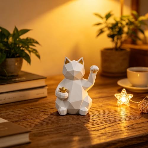 Statuettes de chat géométrique en résine pour une décoration intérieure design - 4