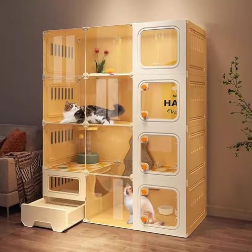 Grand parc pour chat anti-évasion avec cage respirante et bac à litière
