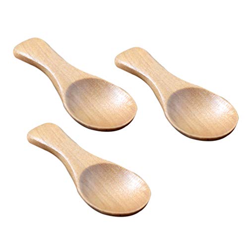 Cabilock 3Pcs Mini Porção Condimentos Sal Mel Colher de Café Colher De Chá Colher De Madeira De Made