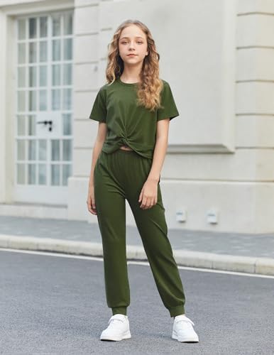 Arshiner Girls Clothing Sets Tie Dye Twist Front Tops & Sweatpants Outfits Sportwear Sweatsuits Tracksuits 4-13 Year2