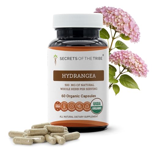 Secrets of the Tribe Hydrangea USDA Organic Capsules | Certified Organic Vegetarian Capsules Herbal Dietary Supplement | Hydrangea arborescens Dried Root (60 Count)