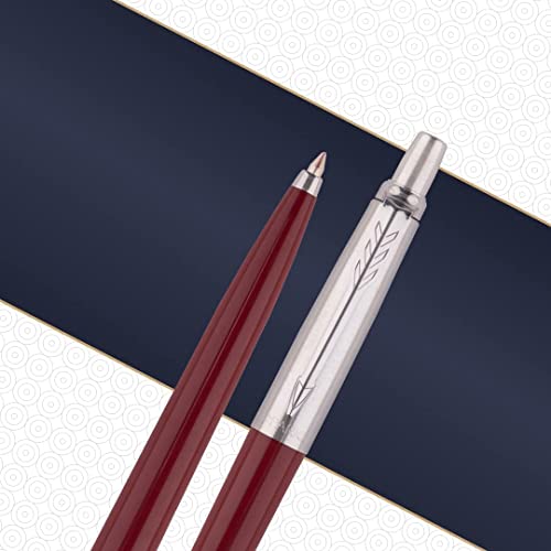 Image of Parker Jotter Originals Ballpoint Pen, Classic Red Finish, Medium Point, Blue Ink, 1 Count - Smooth Writing, Sleek, Polished, Professional, Desk Essentials (Pack of 6)