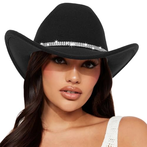 Classic Felt-Western-Cowboy-Cowgirl-Hats for Women-Men Fedora-Jazz-Hat with Band(Lagre)4
