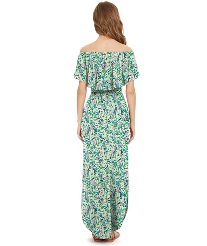 Image of LILBETTER Womens Off The Shoulder Ruffle Party Dresses Side Split Beach Maxi Dress