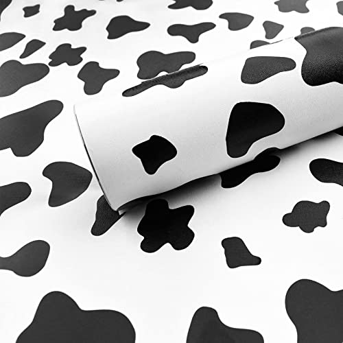 Amiya Cow Print Peel And Stick Wallpaper 17.7" X 120" Black And White Dots Contact Paper Cute Spots Removable Decorative Wallpaper For Living Room Bedroom Nurseryls Vinyl #TOP1