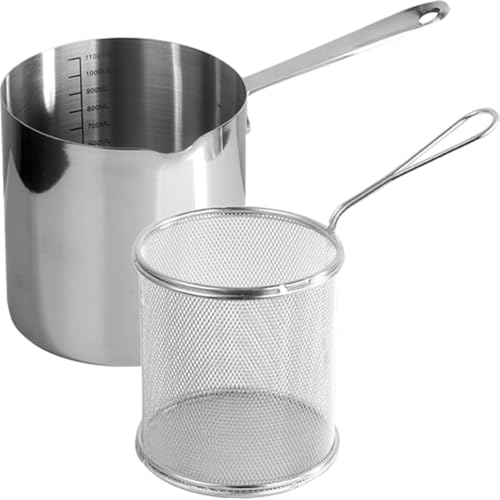 Cabilock 1 Set Steel Handle Frying Spoon Frying Basket Deep Fryer Basket Fryer Pot Useful Cookware Nonstick Fryer Deep Fry Basket, Versatile Fryer and Strainer for Home Cooking, Ideal for Boiling, Bla