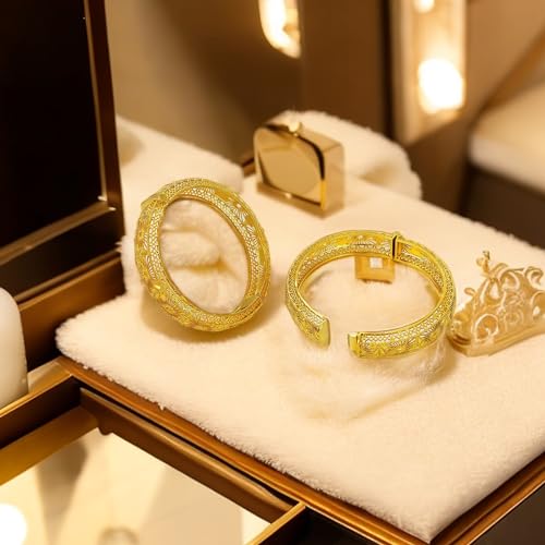 Ethlyn Birthday Day Gift for her 2PCS/lot 24K Gold Plated Openable Bangles for women Christmas gift Idea3