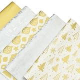 100 Sheets Christmas Metallic Gold Silver Tissue Paper Bulk, Xmas Tree, Jingle Bell, Polar Bear, Reindeer, Snowflake Gift Wrapping Paper for Gift Bag, Winter New Year Decoration Gift Packaging 20x14''