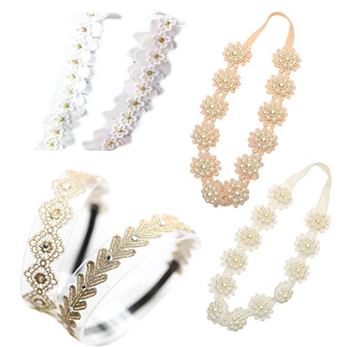 DANMY Baby Girl Super Elastic Headband Cotton Lace Toddler Hair Band Toddler Soft Headwrap Set Children Hair Accessories