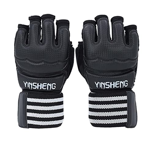 FytStycale 2 Pieces Boxing Training Gloves Adjustable PU Punching Mitts Hollow Palm Half Finger Design Breathable Enhanced Grip Suitable Muay Thai,