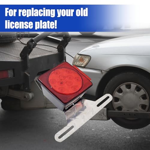 ZIMISI Aluminum Trailer License Plate Light Bracket, Car Front Tag Frame Plate Holder with Light Mount Hole, Universal Vehicle License Plate Holder Accessories for Car, Truck, Boat (Silver)