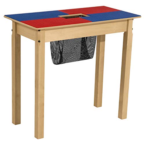 Wood Designs Time-2-Play Lego Table with Storage for Older Kids, Blue & Red, 24.5" Legs, Model Number: TP1631SGN24-BR