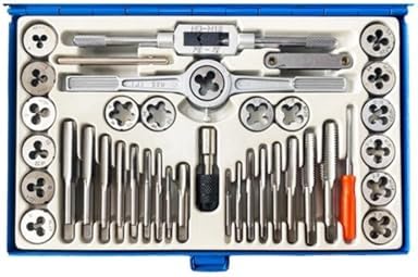 40-Piece Metric & Imperial Tap and Die Set - Precision Tools for Internal & External Thread Tapping, Repair, and Metalworking - Essential Manual Threading Kit