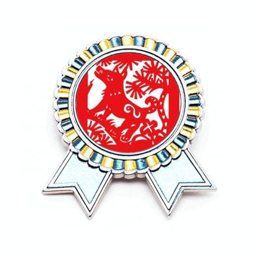 Broche papier découpé chien zodiaque chinois métal taille M pour vêtement