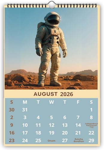 Image of AccuPrints Astronaut-theme Wall Calendar 2026 Planner-Size (14 x 20) inch For Office Home Table New Year Hanging Kids (35.5 x 50) cm- (Astronaut-2P)