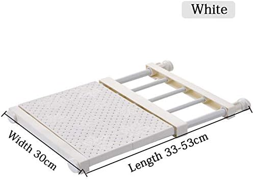 HyFanStr Adjustable Storage Rack Expandable Separator Shelf for Wardrobe, Cupboard, Bookcase Compartment Collecting (Length:13"-20.9", Width:11.8", White)