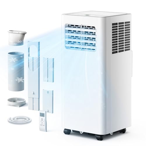 Image of EUHOMY Portable Air Conditioners, 8,000 BTU 3-in-1 Portable AC Unit Cools 350 Sq.Ft, Quiet 50 dB AC with Cool, Dehumidifier, Fan for Bedroom, Includes Window Kit, Remote, Easy Move Casters for Room