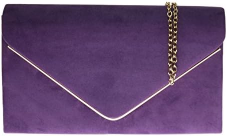 Girly Handbags Faux Suede Clutch Bag Envelope Metallic Handbag