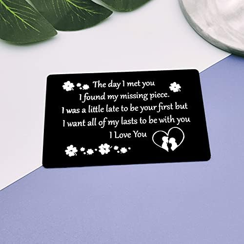 Metal Wallet Insert Card for Boyfriend Gifts from Girlfriend Anniversary Card Gifts Engraved Wallet Insert Card to My Man Husband Fiance Gift Couple Deployment Gifts Valentines Day Birthday Gift