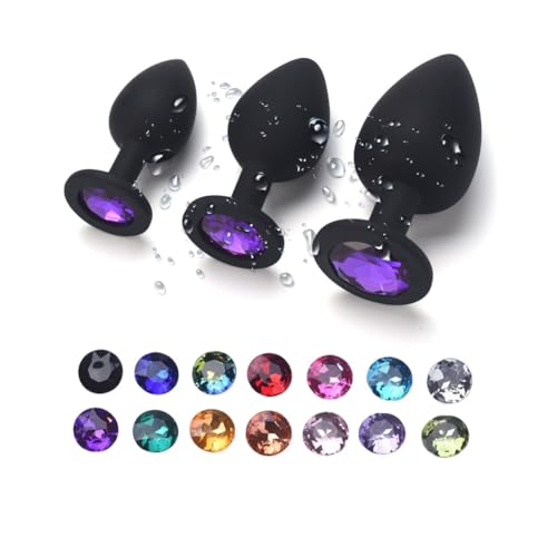 Cuore a forma di gemma Tappi in silicone per donne e uomini Kit di allenamento Strumenti di gioco S/M/L Plùg Anàlé Sèxtóysé Ànus Ṣēx ṭoys (viola scuro - Colore gemma casuale)