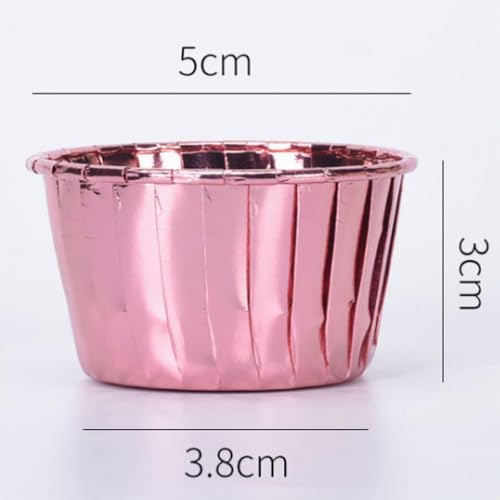 Miniatura 4 de 50 Piezas Magdalena Papel Aluminio, Estuches Papel Muffins, Tazas Hornear Magdalenas Con Tapas, Adecuadas Fiestas Cumpleaños, Fiestas Navideñas Polvo,Oro