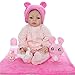 AFYH Baby Doll Réincarné bébé, réaliste poupée Reborn bébé Simulation Silicone Souple Vinyle Yeux fermés réaliste Nouveau-né poupée garçon Fille Jouet avec Sucette magnétique