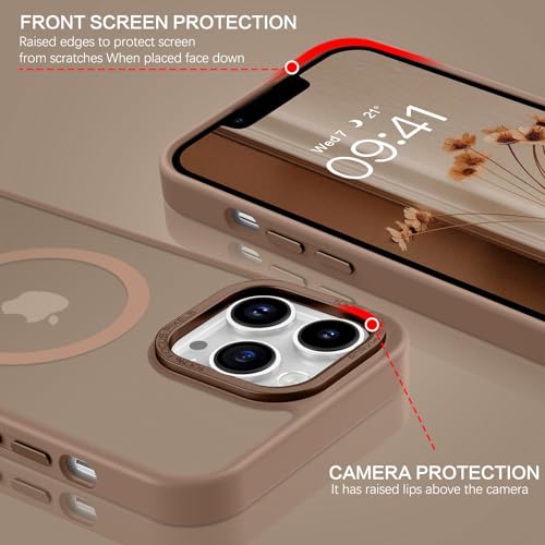 Telaso for iPhone 13 Pro Case, iPhone 13 Pro Phone Case Compatible with Magsafe Translucent Matte Back Slim Fit Full Body Shockproof Anti-Yellow Cover for iPhone 13 Pro 6.1”, Brown by Telaso - Image 4