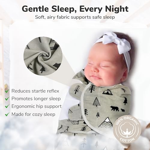 Image of Mama Cheetah Organic Baby Swaddle Blankets 3 Pack, Easy to Use Adjustable Swaddling Swaddles for 0-3 Months Boy Girl Newborn Essentials, Grey