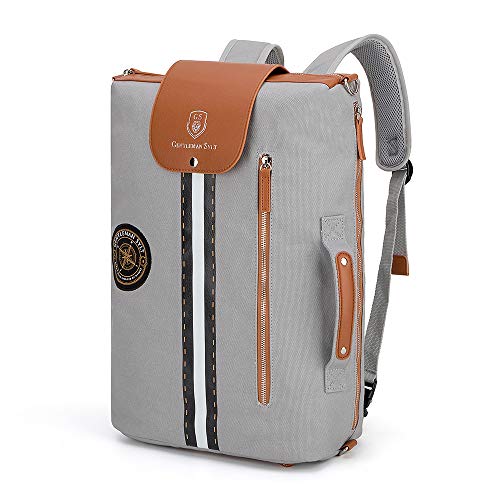 Preisvergleich Produktbild Rucksack Damen Herren GENTLEMAN SYLT / Ledertop mit Flap abnehmbar / Schulrucksack Laptoprucksack / wasserabweisend / Schultasche mit Notebookfach / Grau / Tagesrucksack