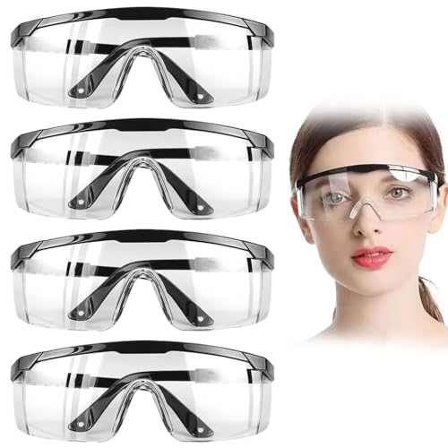 GNALIA Lunette De Protection Travail 4 Pièces, Lunettes De Sécurité Anti-Buée 15X5 Cm, Noir