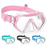 Findway Gafas Buceo Niños con Correa de Tela Suave,Gafas Natacion niño con Cubre Nariz,,Antivaho Antifugas Vista Clara Gafas bucear para niños, niñas, Adolescentes