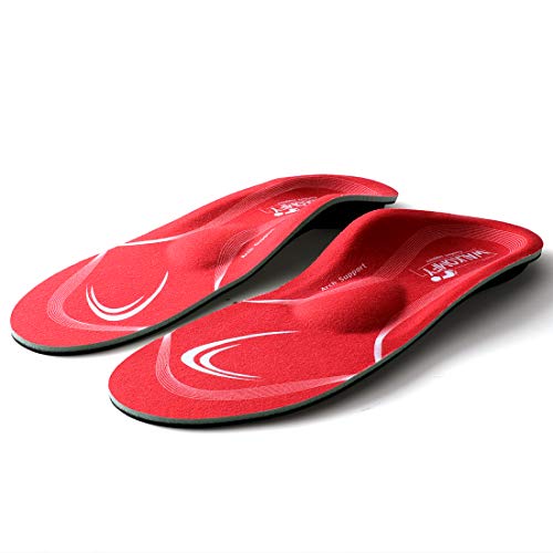 walkomfy Plantillas Ortopedicas para Hombre y Mujer, Memory Foam Plantillas para Zapatos, para aliviar la Fascitis Plantar, Supinador, Pie Cavo, Pies Planos, Metatarsalgia (47-48 EU (305mm), rojo)