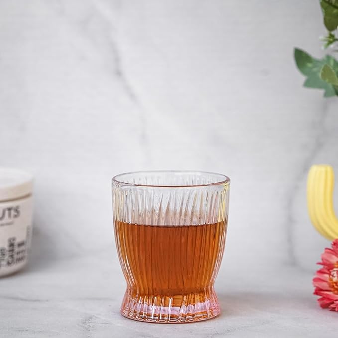 Image of Premium 300 ML Water & Juice Drinking Glasses Set of 6 Vintage Glassware Set for Juice, Cocktail, Mocktail,Whisky All Beverages Everyday Uses for Gift (6, MT-16)