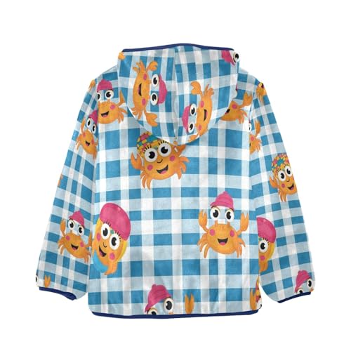 Crab Pattern on Fabric Toddler Fleece Jacket Girl Boys Hooded Fleece Jacket Coat Warm Outwear Zip-up 3-10T2