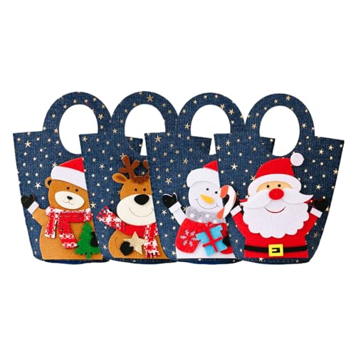 Bolsas de dulces de Navidad, de almacenamiento de golosinas de oso de Navidad, reutilizable para premios de pasteles, chocolates, botellas de cerveza, vacaciones, boda, fiesta de