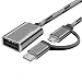 Produktbild Konverter-Adapter 2in1 Typ C + Micro USB Stecker auf USB 2.0 Buchse OTG Konverter Adapter für Samsung Huawei Xiaomi Android Handy Tablet U Disk Card Reader grau